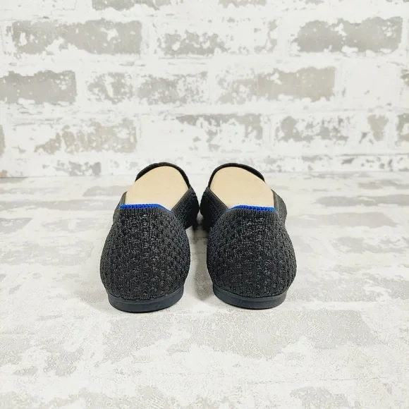 NEW Rothy's The Flat Black Knit Round Toe Slip On Loafers C865
